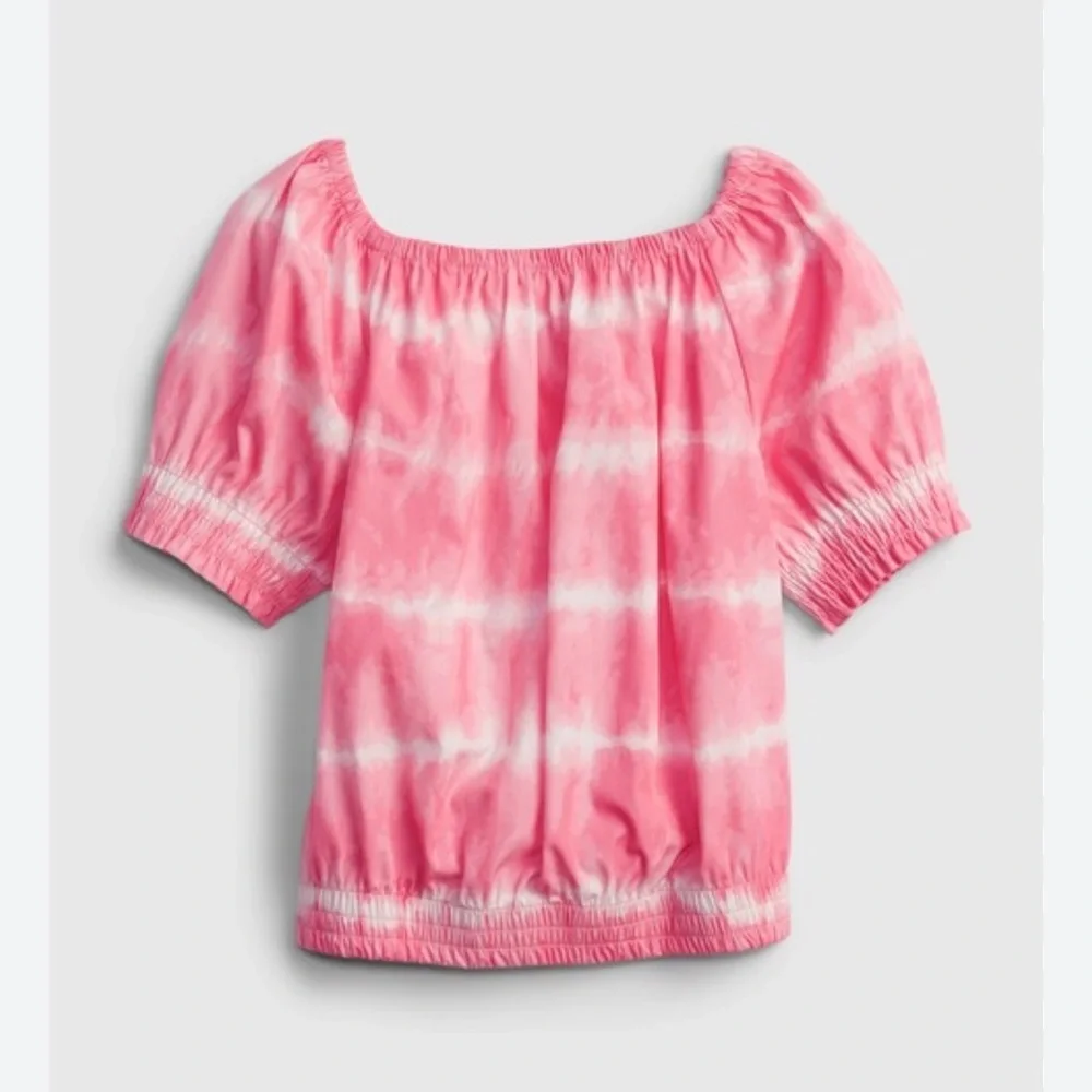 GAP Kids | Pink White Tie-Dye Off-Shoulder Peasant Blouse, Girls Size M